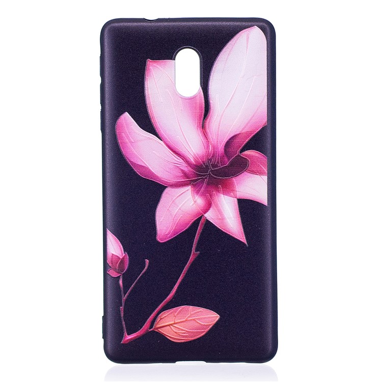 Soft Embossed Pattern Printing TPU Protective Cell Phone Cover for Nokia 3 - Pink Flower-2