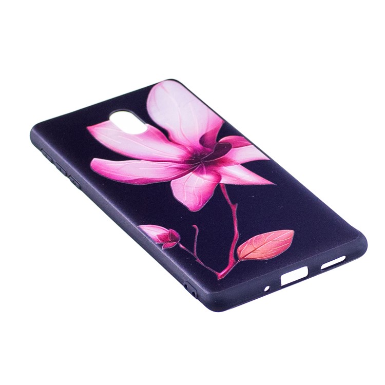 Soft Embossed Pattern Printing TPU Protective Cell Phone Cover for Nokia 3 - Pink Flower-3