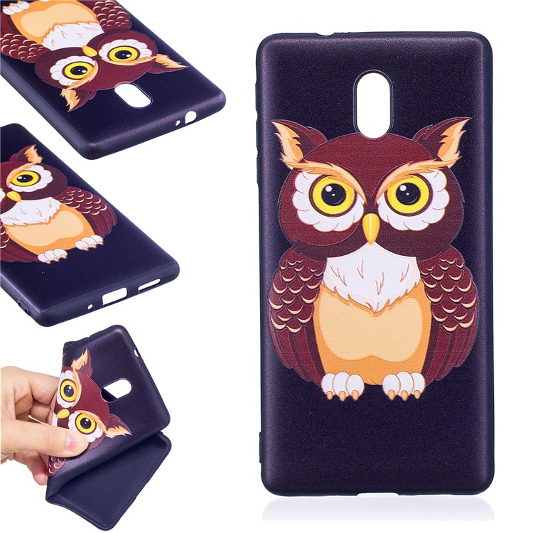 Soft Embossed Pattern Printing TPU Protective Back Case for Nokia 3 - Owl-1