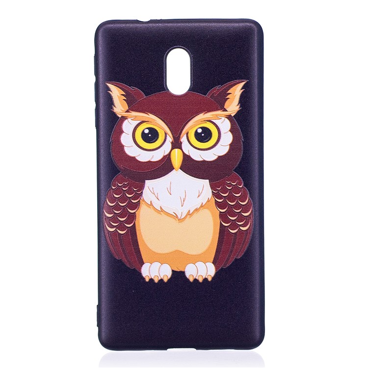 Soft Embossed Pattern Printing TPU Protective Back Case for Nokia 3 - Owl-2