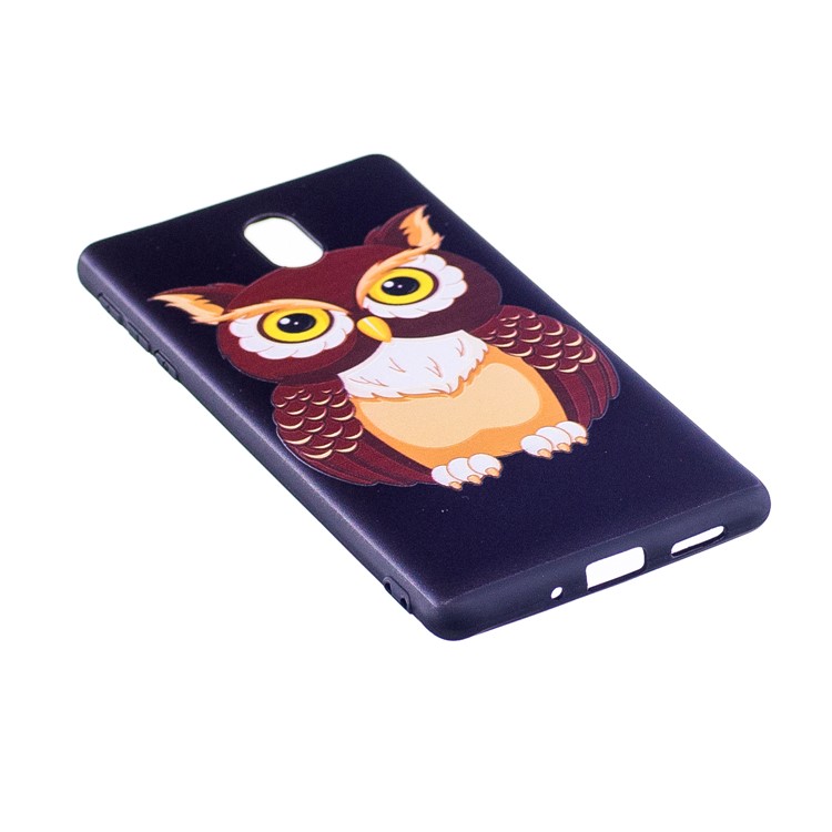 Soft Embossed Pattern Printing TPU Protective Back Case for Nokia 3 - Owl-3