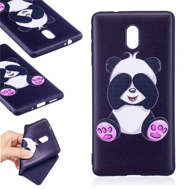 Soft Embossed Pattern Printing TPU Protective Back Casing for Nokia 3 - Cute Panda-1