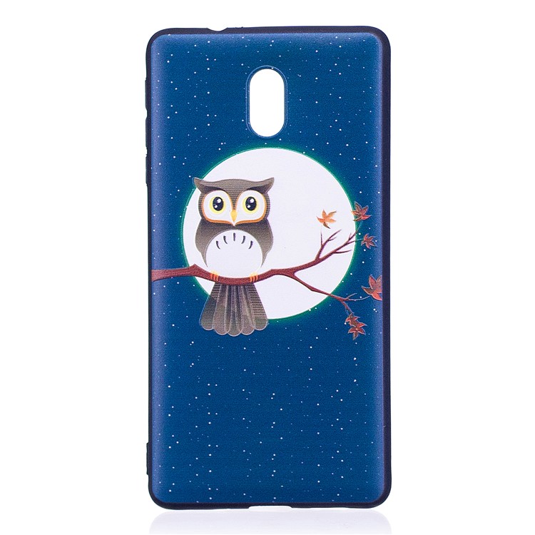 Embossment Pattern Soft TPU Mobile Phone Case Accessory for Nokia 3 - Owl On Branch-2