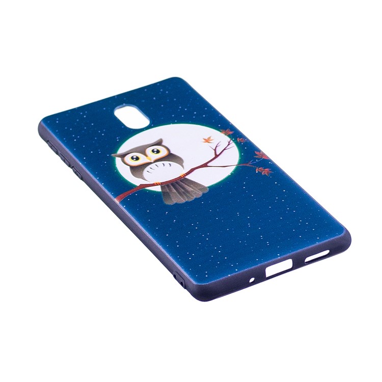 Embossment Pattern Soft TPU Mobile Phone Case Accessory for Nokia 3 - Owl On Branch-3