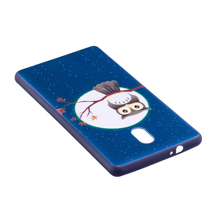 Embossment Pattern Soft TPU Mobile Phone Case Accessory for Nokia 3 - Owl On Branch-4