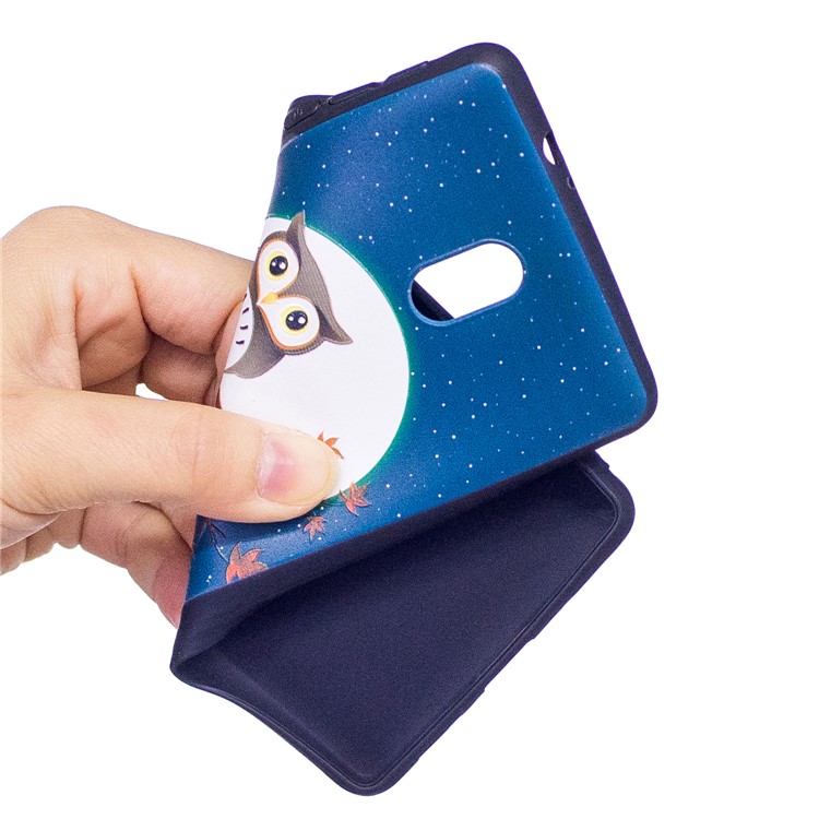 Embossment Pattern Soft TPU Mobile Phone Case Accessory for Nokia 3 - Owl On Branch-5