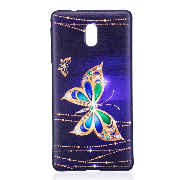 For Nokia 3 Pattern Printing Embossed TPU Back Case Cover - Colorized Butterfly-2