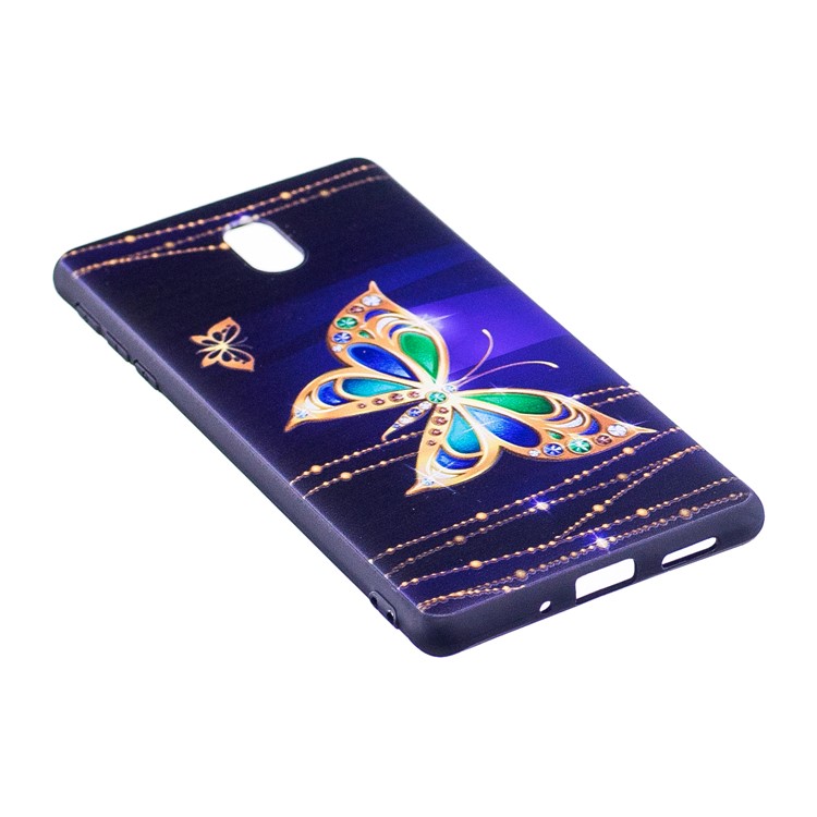 For Nokia 3 Pattern Printing Embossed TPU Back Case Cover - Colorized Butterfly-3