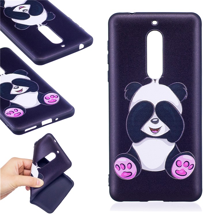 Pattern Printing Embossed TPU Soft Cover for Nokia 5 - Adorable Panda-1