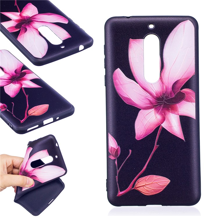 For Nokia 5 Pattern Printing Embossed TPU Soft Cover Shell - Pretty Flower-1