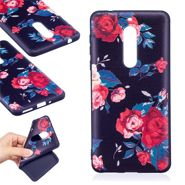 For Nokia 5 Pattern Printing Embossed TPU Soft Protection Casing - Blooming Flowers-1