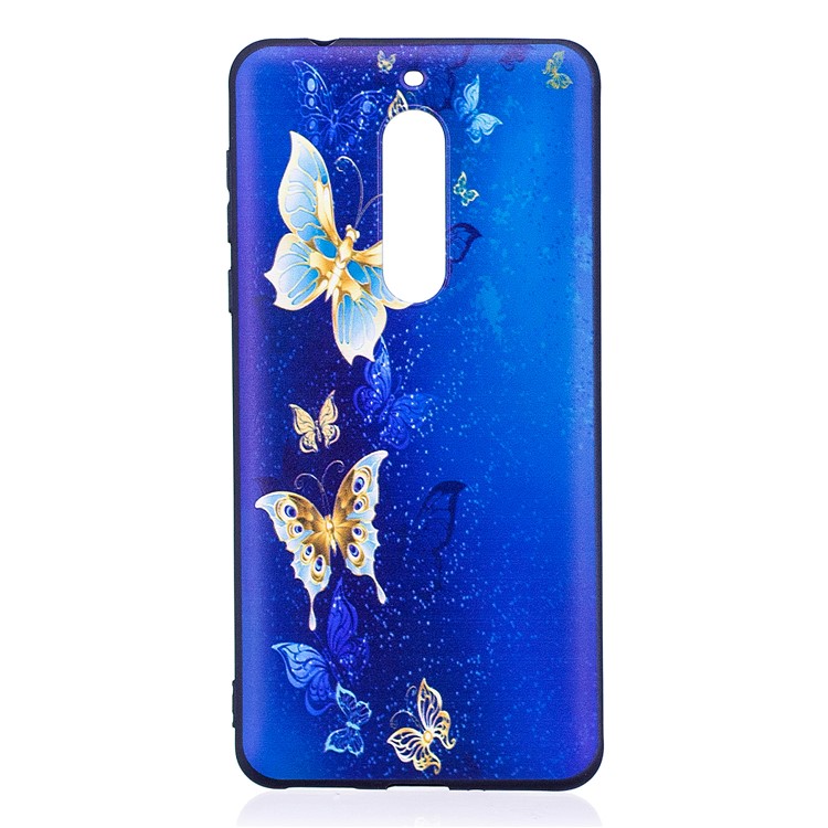 For Nokia 5 Patterned Embossing TPU Soft Case - Blue Butterflies-2