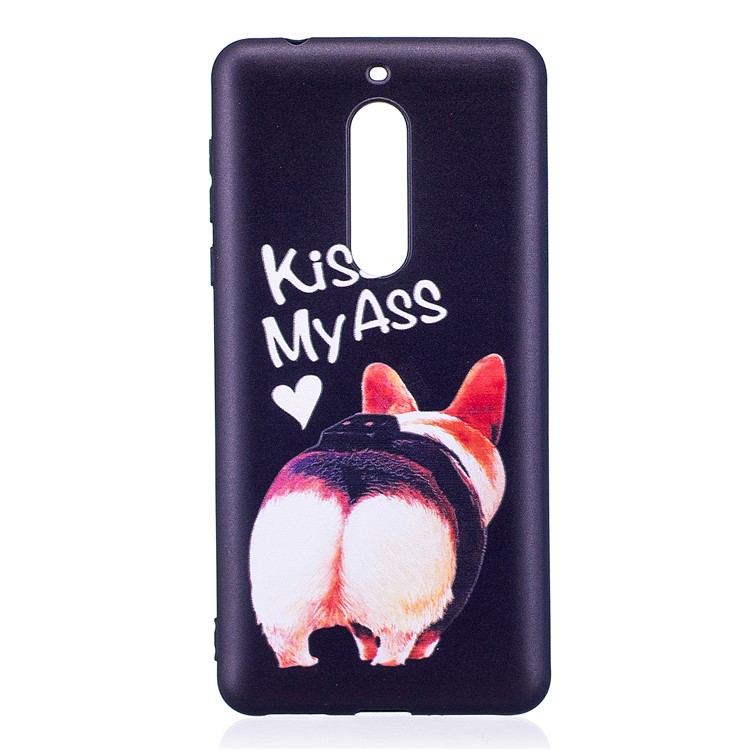 For Nokia 5 Pattern Printing Embossed TPU Soft Cover Shell - Kiss My Ass-2