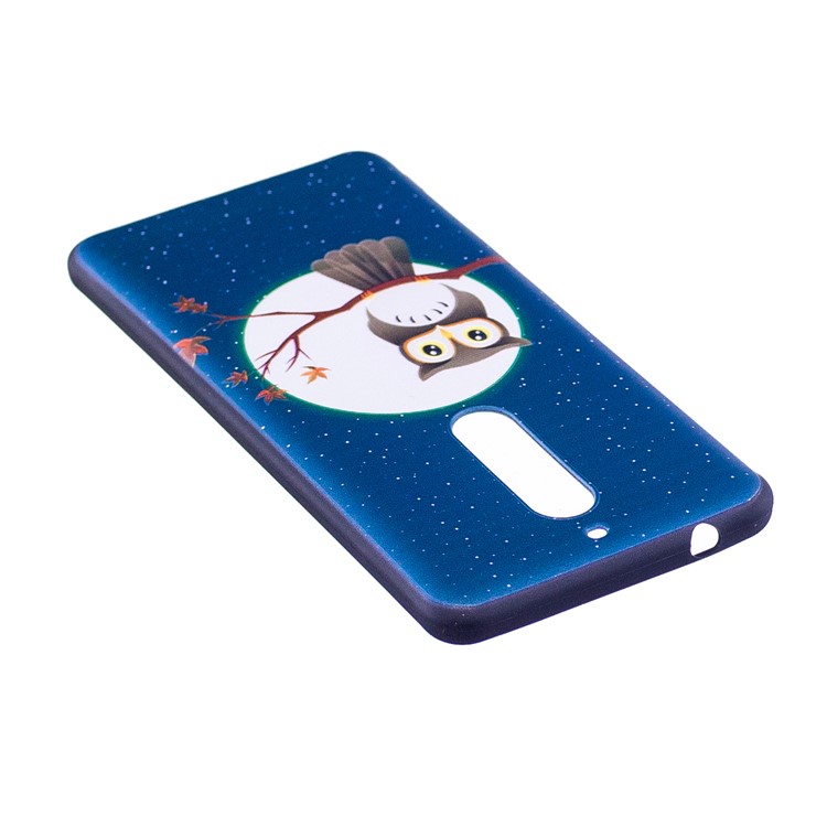 For Nokia 5 Pattern Printing Embossed TPU Soft Protective Back Case - Owl On Branch-4