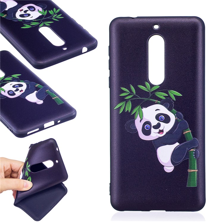 For Nokia 5 Pattern Printing Embossed Flexible TPU Cover - Panda Pattern-1