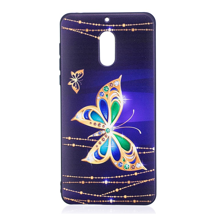 Soft Embossed Pattern Printing TPU Protective Case for Nokia 6 - Shiny Butterfly-2