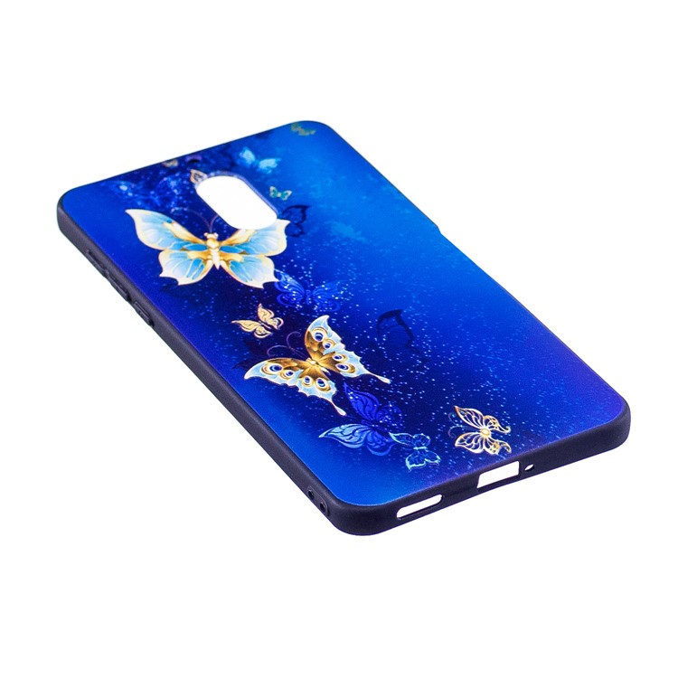 Soft Embossed Pattern Printing TPU Protective Shell for Nokia 6 - Gold and Blue Butterfly-3