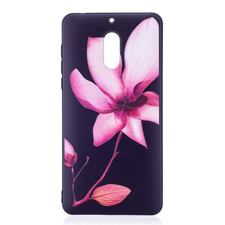 Soft Embossed Pattern Printing TPU Protective Cover for Nokia 6 - Pink Flower-2