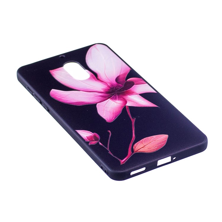 Soft Embossed Pattern Printing TPU Protective Cover for Nokia 6 - Pink Flower-3