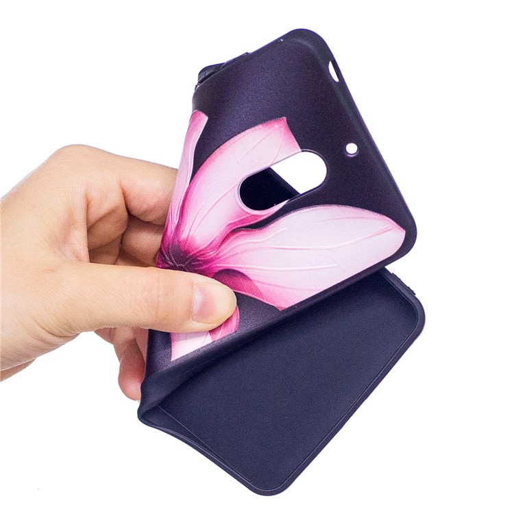 Soft Embossed Pattern Printing TPU Protective Cover for Nokia 6 - Pink Flower-5