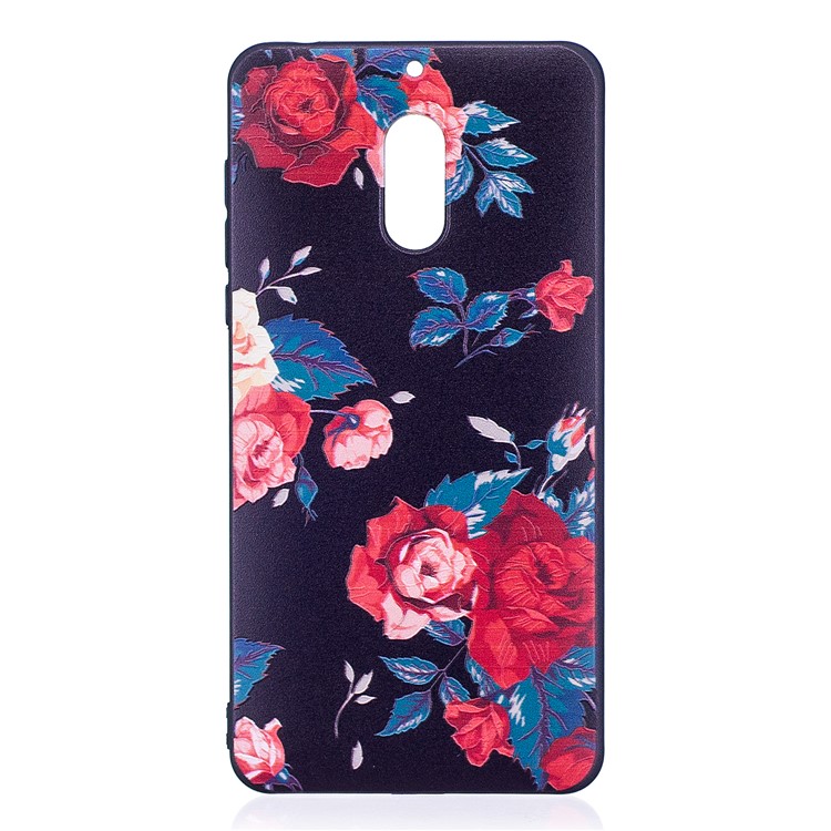 Soft Embossed Pattern Printing TPU Protective Casing for Nokia 6 - Peony-2
