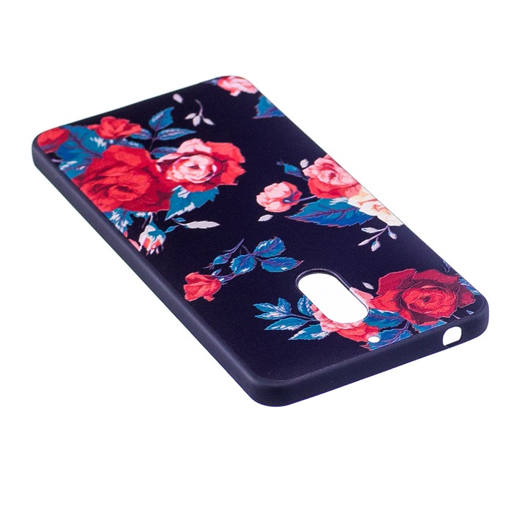Soft Embossed Pattern Printing TPU Protective Casing for Nokia 6 - Peony-4
