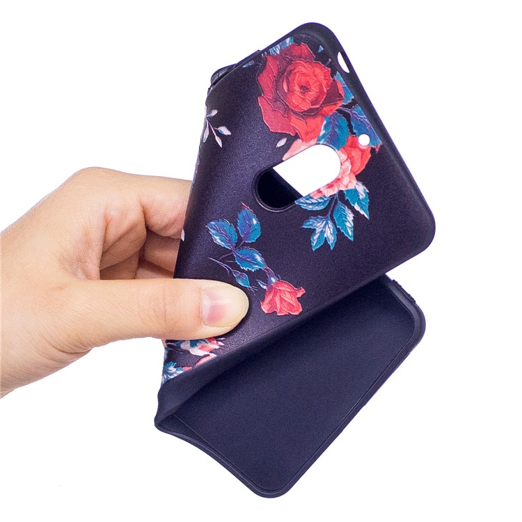 Soft Embossed Pattern Printing TPU Protective Casing for Nokia 6 - Peony-5