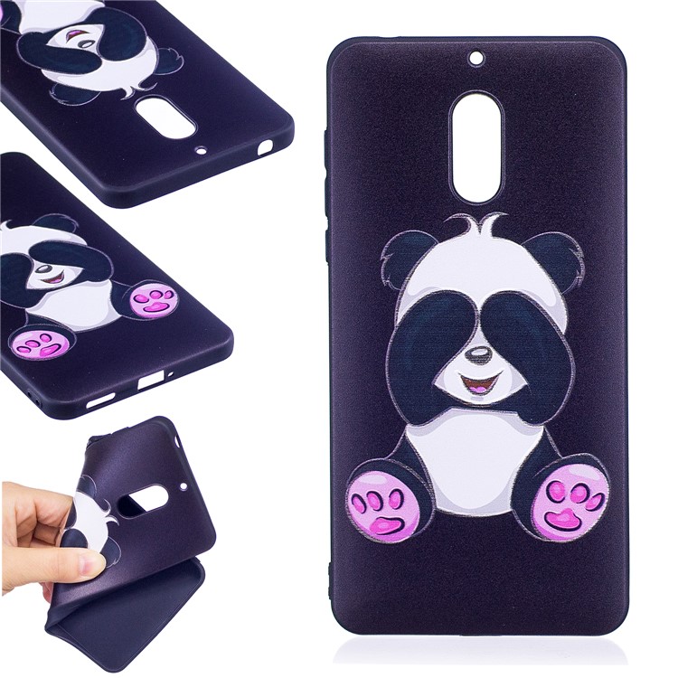Soft Embossed Pattern Printing TPU Protective Casing Shell for Nokia 6 - Cute Panda-1