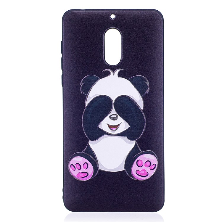 Soft Embossed Pattern Printing TPU Protective Casing Shell for Nokia 6 - Cute Panda-2