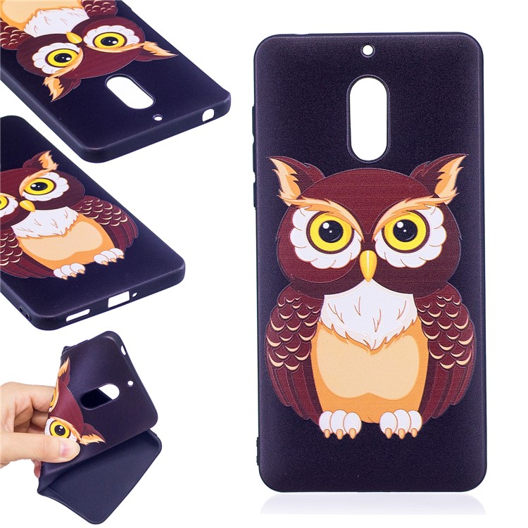Soft Embossed Pattern Printing TPU Protective Accessory Shell for Nokia 6 - Owl-1