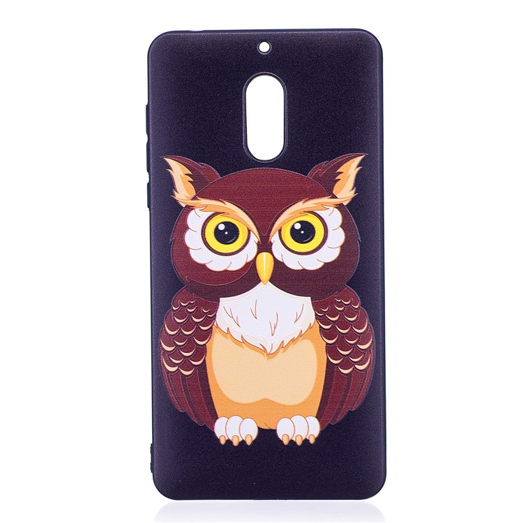 Soft Embossed Pattern Printing TPU Protective Accessory Shell for Nokia 6 - Owl-2