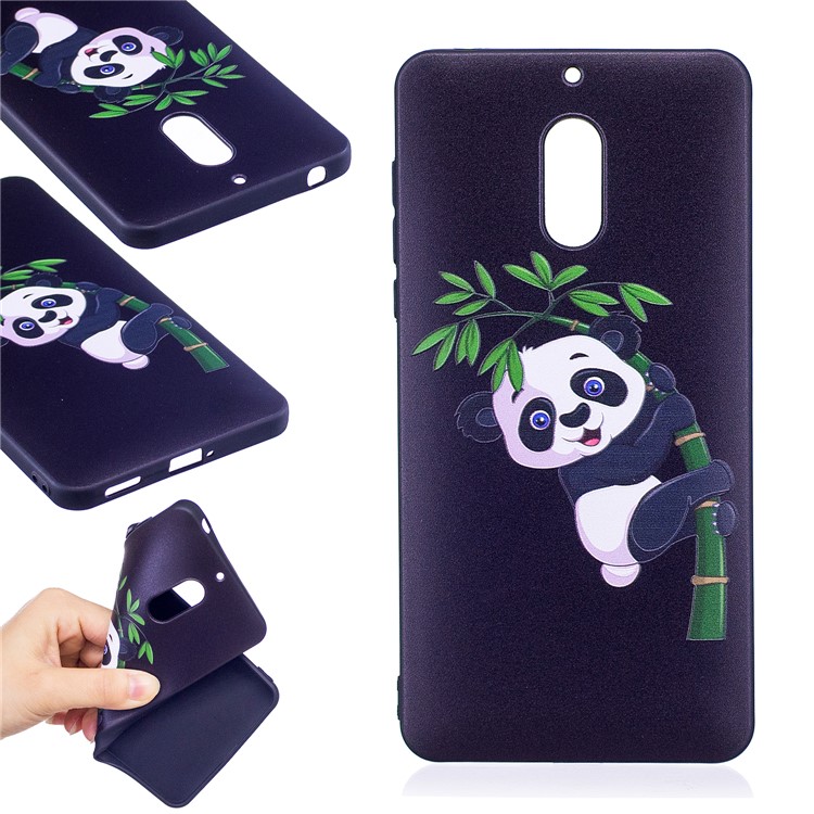 Soft Embossed Pattern Printing TPU Protective Mobile Phone Case for Nokia 6 - Panda on Bamboo-1