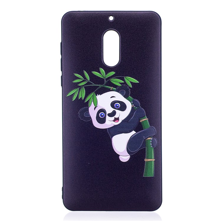 Soft Embossed Pattern Printing TPU Protective Mobile Phone Case for Nokia 6 - Panda on Bamboo-2