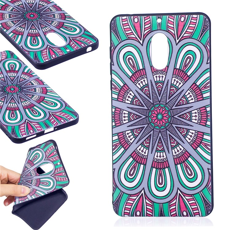 Soft Embossed Pattern Printing TPU Protective Cellphone Shell for Nokia 6 - Symmetric Pattern-1