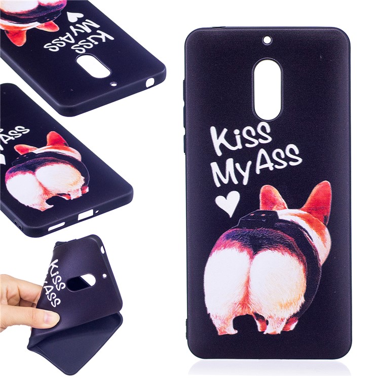 Soft Embossed Pattern Printing TPU Protective Mobile Phone Cover for Nokia 6 - Kiss My Ass-1