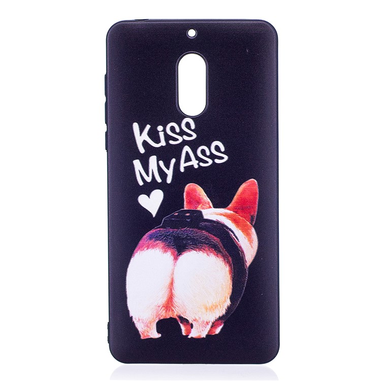 Soft Embossed Pattern Printing TPU Protective Mobile Phone Cover for Nokia 6 - Kiss My Ass-2