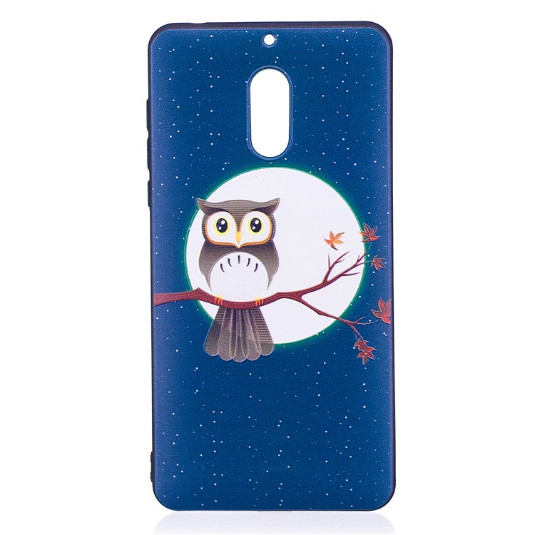 Soft Embossed Pattern Printing TPU Protective Phone Accessory Cover for Nokia 6 - Owl on Branch-2
