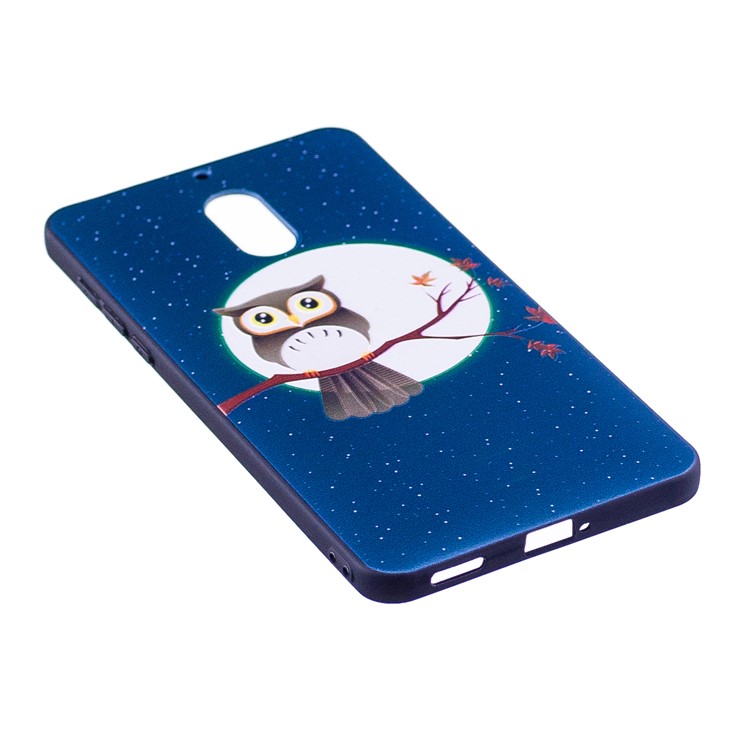 Soft Embossed Pattern Printing TPU Protective Phone Accessory Cover for Nokia 6 - Owl on Branch-3