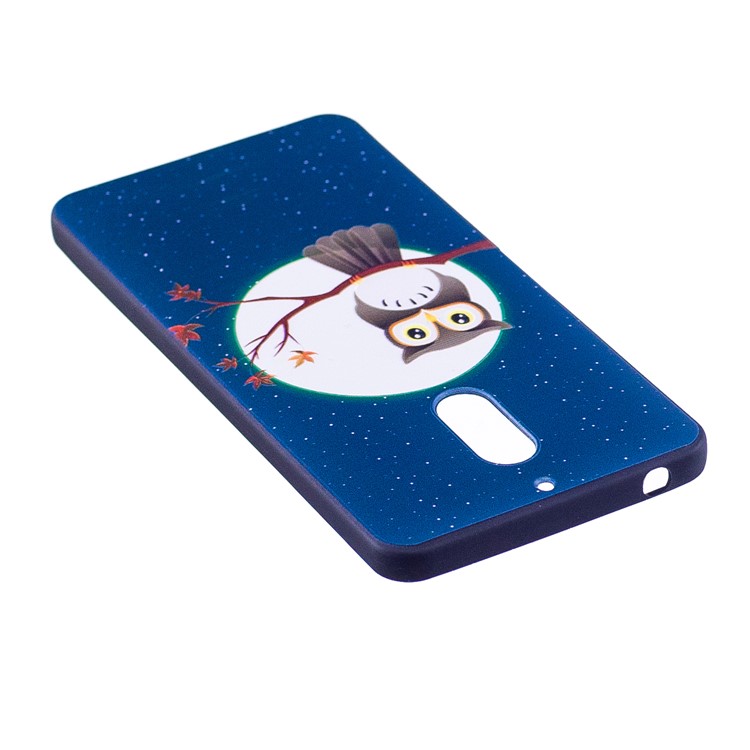 Soft Embossed Pattern Printing TPU Protective Phone Accessory Cover for Nokia 6 - Owl on Branch-4