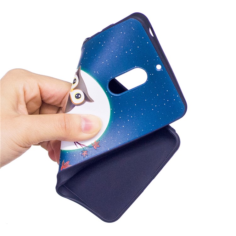 Soft Embossed Pattern Printing TPU Protective Phone Accessory Cover for Nokia 6 - Owl on Branch-5
