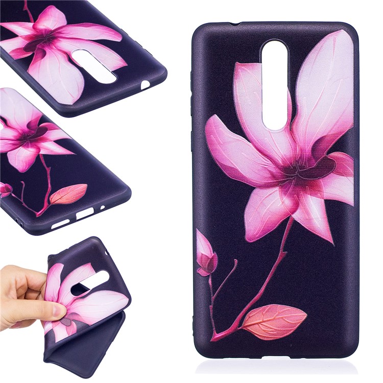 Pattern Printing Embossed TPU Case for Nokia 8 - Flower Pattern-1