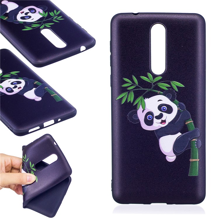 Pattern Printing Embossed TPU Cell Phone Case for Nokia 8 - Panda Pattern-1