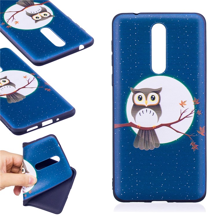 Pattern Printing Embossed TPU Shell Cover Case for Nokia 8 - Owl on the Branch-1
