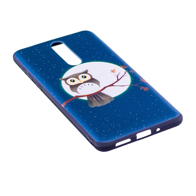 Pattern Printing Embossed TPU Shell Cover Case for Nokia 8 - Owl on the Branch-3