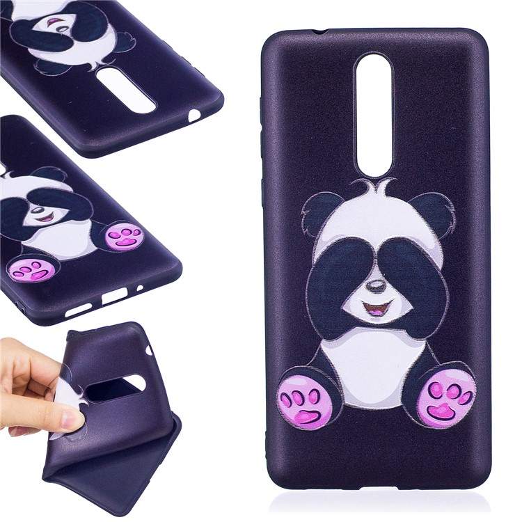 Pattern Printing Embossed TPU Flexible Case for Nokia 8 - Cute Panda-1