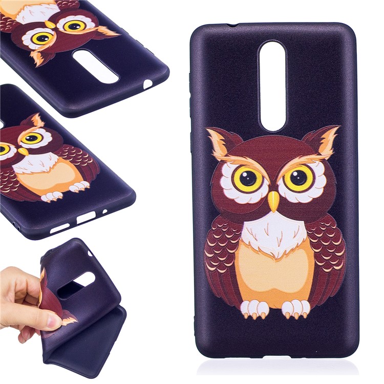 Pattern Printing Embossed TPU Case Phone Shell for Nokia 8 - Brown Owl-1
