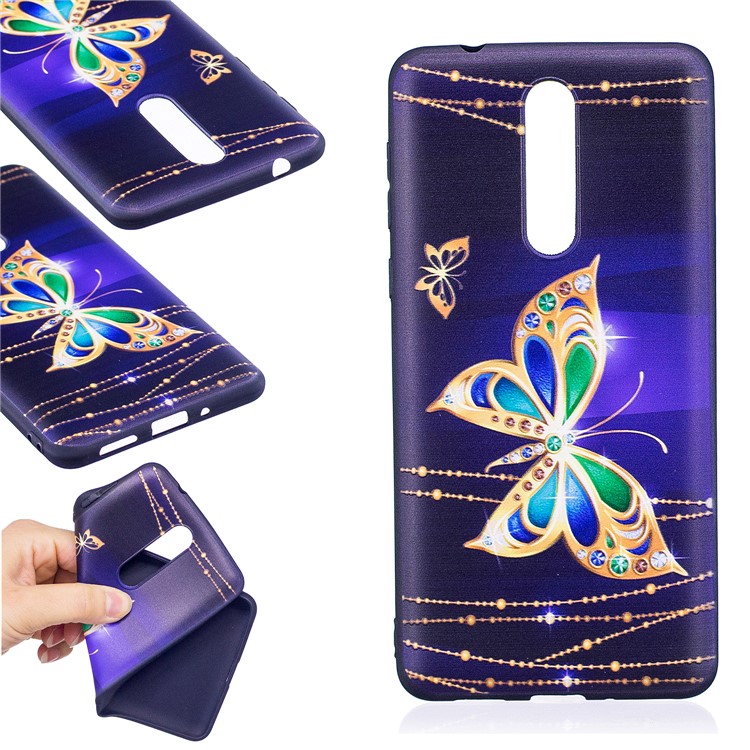 Pattern Printing Embossed TPU Back Case Cover for Nokia 8 - Colorized Butterfly-1