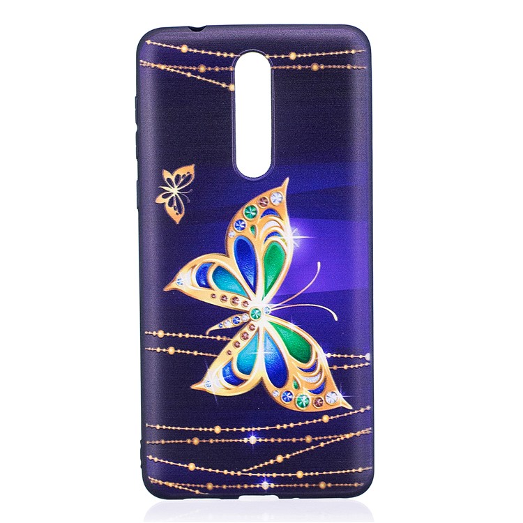 Pattern Printing Embossed TPU Back Case Cover for Nokia 8 - Colorized Butterfly-2