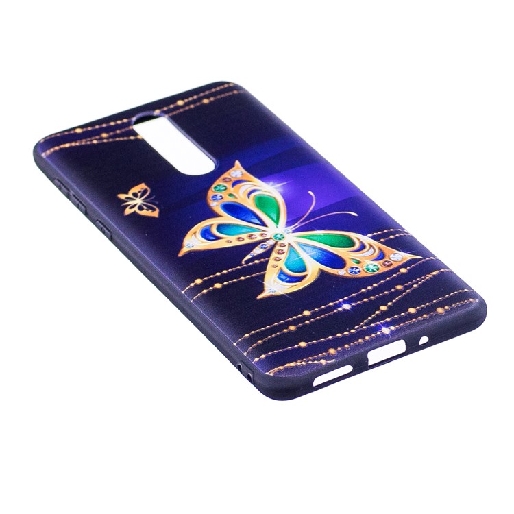 Pattern Printing Embossed TPU Back Case Cover for Nokia 8 - Colorized Butterfly-3