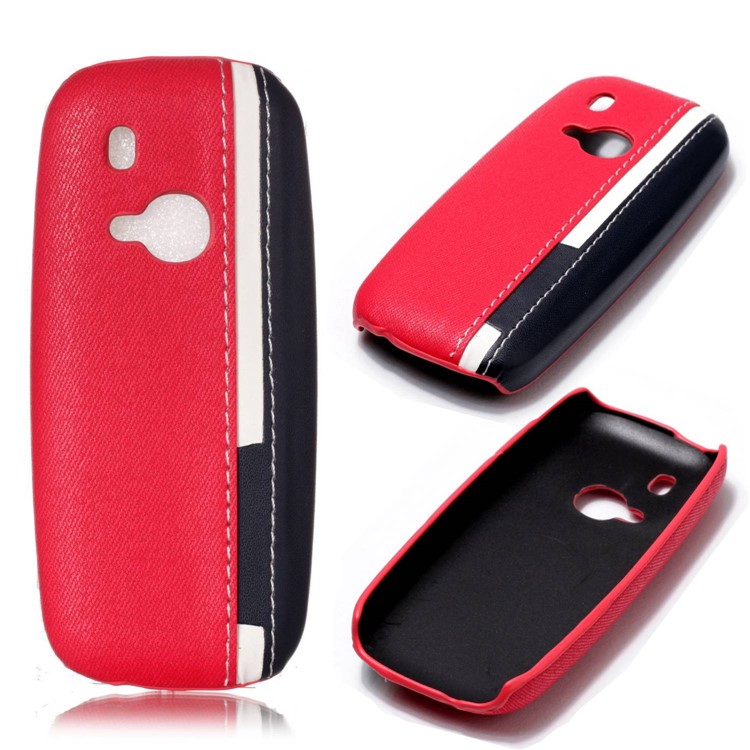 Contrast Color PU Leather Coated PC Mobile Phone Cover for Nokia 3310 (2017) - Rose-1